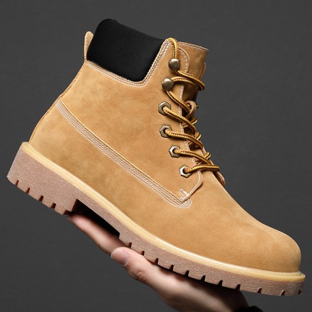 Men's Mid-Tube Boots Trend Middle-Top Martin Boots Autumn British Tooling Men's Shoes High-Top