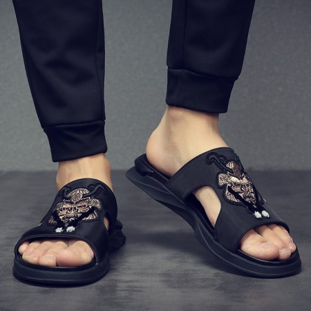 Summer Men's Embroidered Cloth Surface Men's Sandals Open Toe Men's Shoes